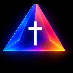 Abstract ascending indigo geometric spectral shard emblem
