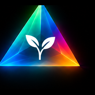 Abstract unfolding full-spectrum geometric crystal prism symbol