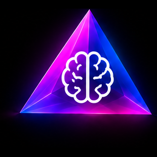 Abstract fractured spectral light beam symbol in violet and cyan