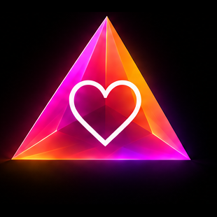 Abstract glowing rose and magenta dual facet halo symbol