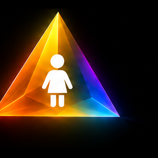 Abstract prismatic kaleidoscopic facet emblem