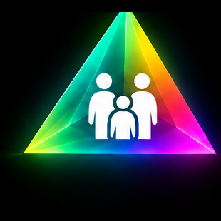 Abstract concentric spectral orbit rings symbol